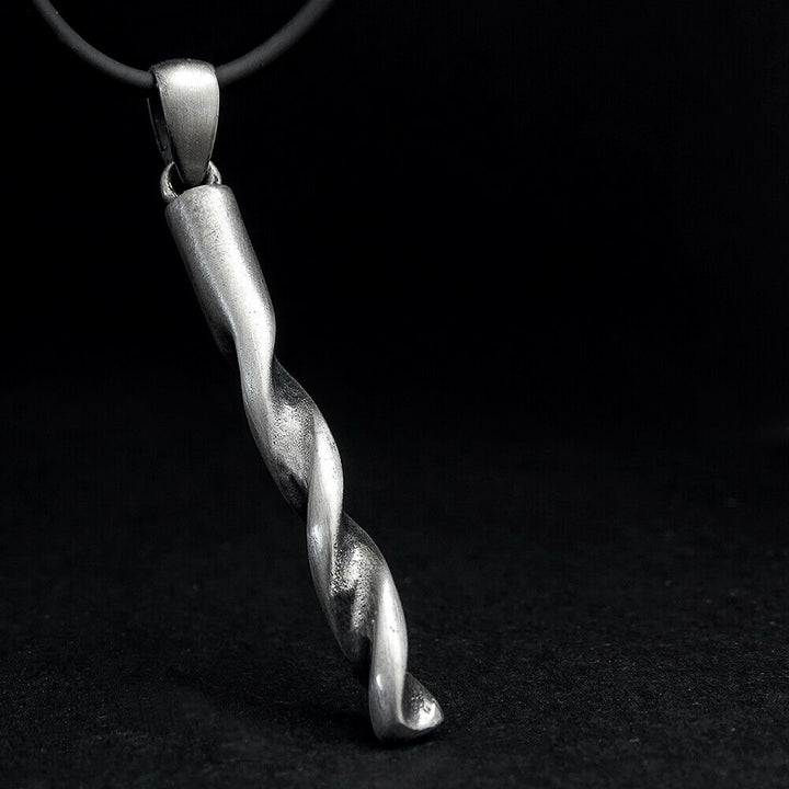 Drill Bit Men's Necklace Sterling Silver Masculine Pendant Tool Jewelry Gift