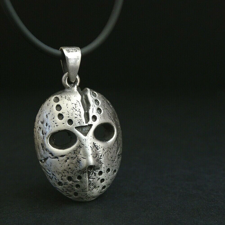 Jason Voorhees Mask Necklace S925 Silver Pendant Friday the 13th Horror Jewelry