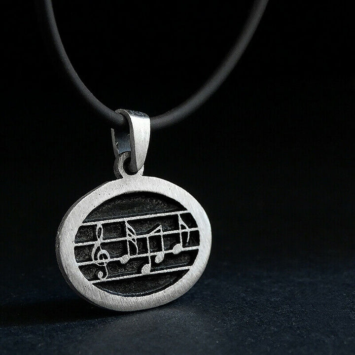 Man Necklace SOLID 925 STERLING SILVER Music Medallion Unisex Jewelry Gift