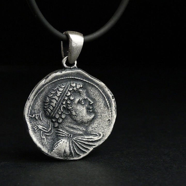 Caesar Coin Medallion Necklace STERLING SILVER Ancient Roman Coin Charm Pendant