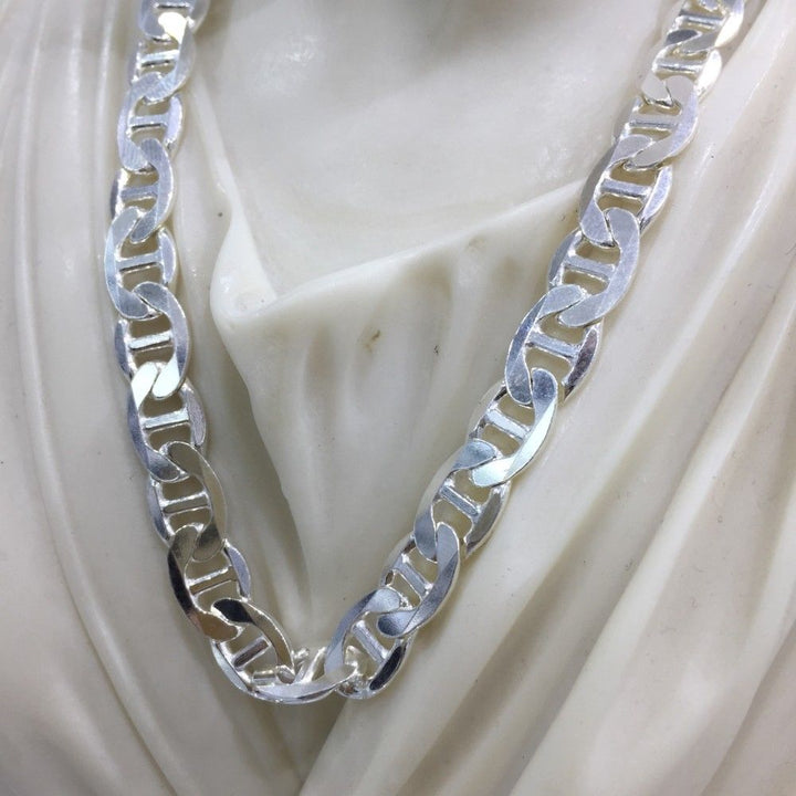 Mens Boy Mariner Anchor Chain Link Necklace 8mm 34GR 20Inch Solid 925 Sterling Silver 
