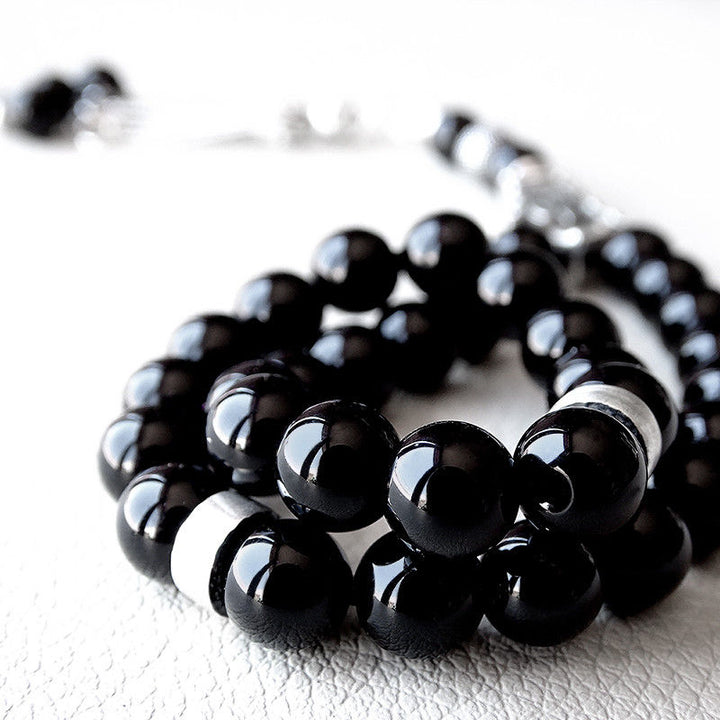 925 STERLING SILVER 33 Prayer Onyx Beads Muslim Tasbih Misbaha Rosary Islamic