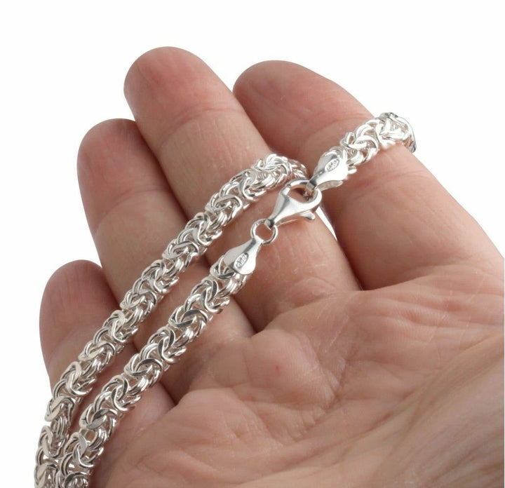 3.5mm 22GR 22 inch Byzantine Chunky Maille Chain Necklaces 925 Sterling Silver