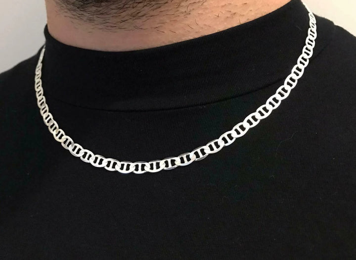 5mm Mens Mariner Link Chain Necklace 925 Silver Sterling 20 Inch 17GR
