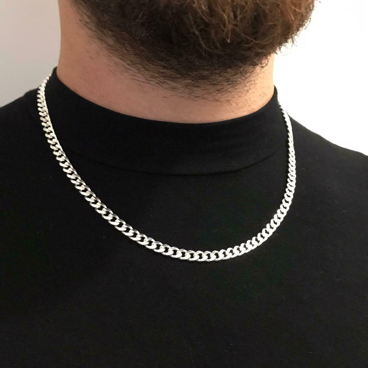 22 Inch 925 Sterling Silver Mens Hip Hop Cuban Link Chain Necklaces 4.5mm 32GR