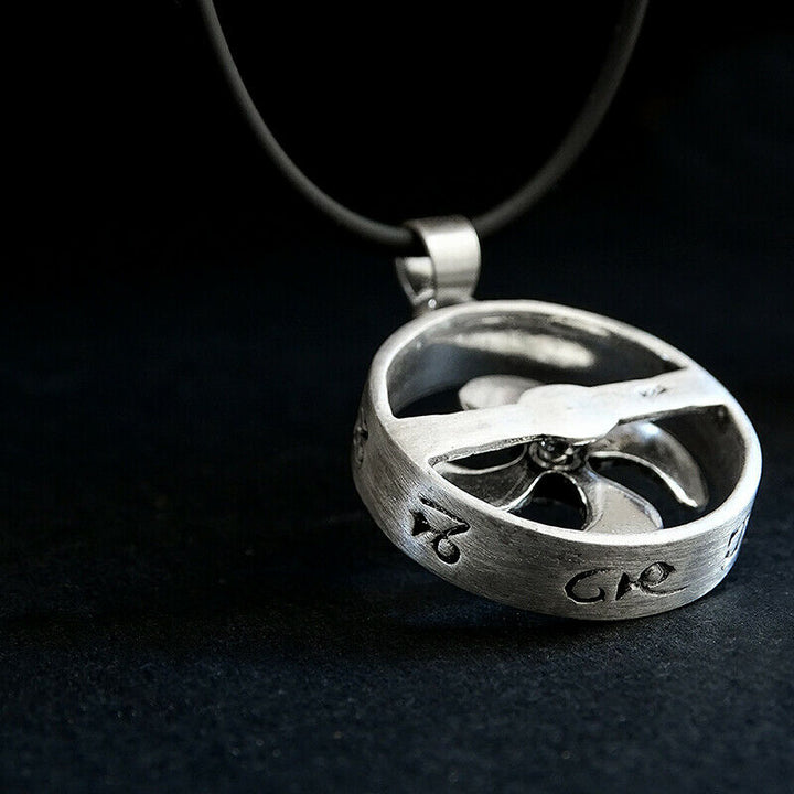 Steampunk Men's Jewelry Electric Fan REAL 925 Sterling Silver Pendant Necklace