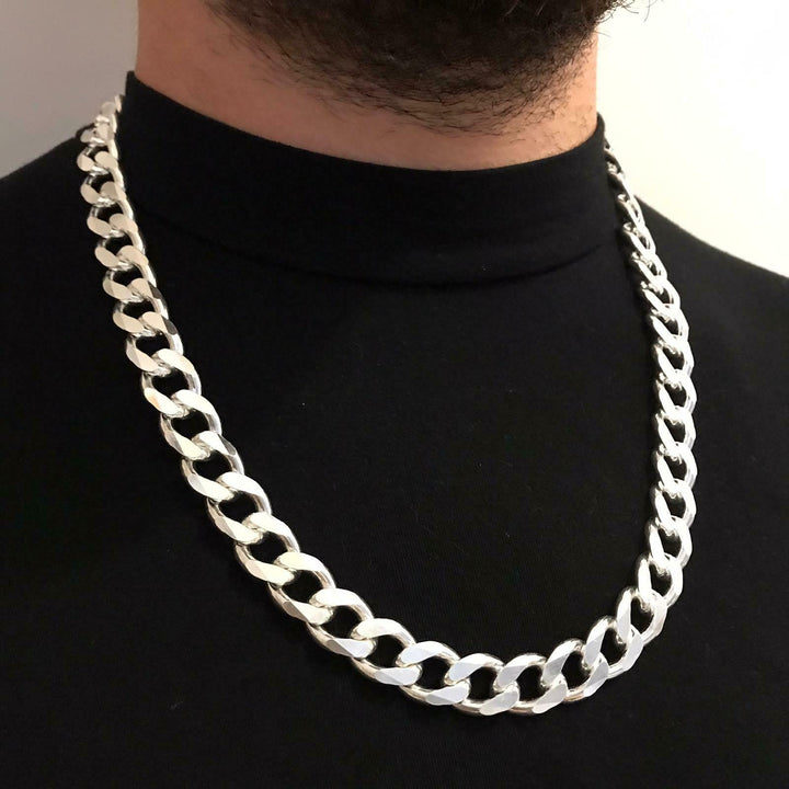 Mens Cuban Link Chain Necklace 14mm 179 GR 26 Inch Handmade 925 Sterling Silver
