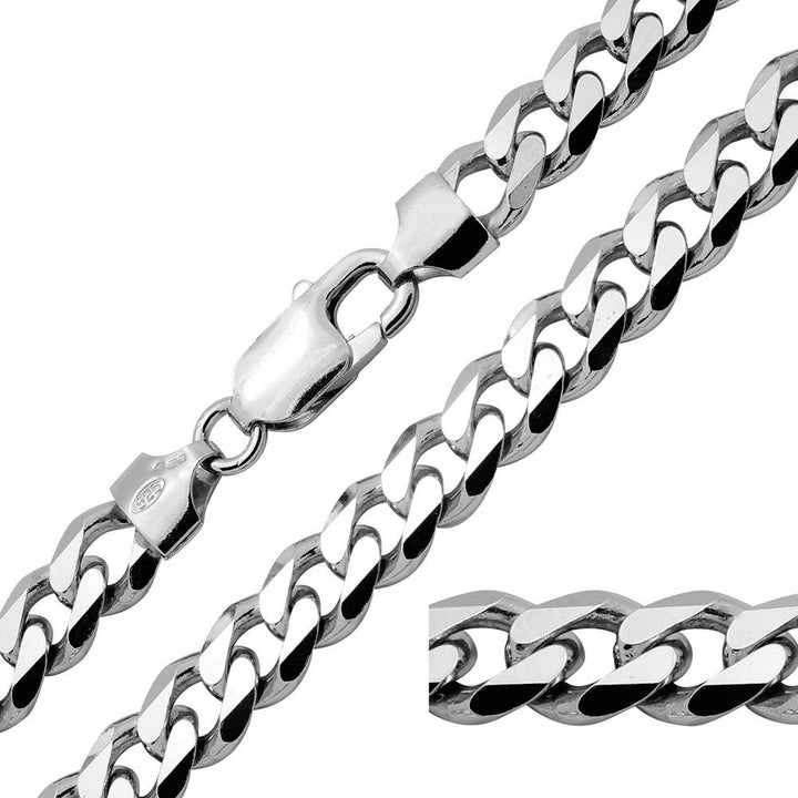 7mm Mens Real Solid 925 Sterling Silver Heavy Cuban Chain Link Bracelet 9 inch