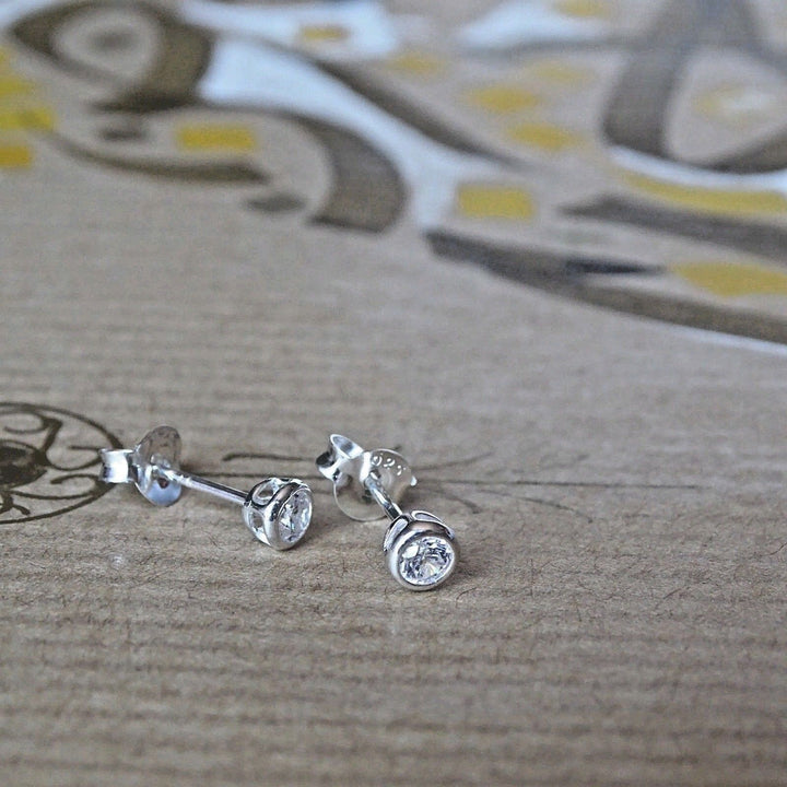 New 925k Sterling Silver Mens Small Stud Earrings with CZ 1 Pair or 1 pc
