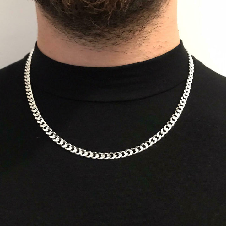 22 Inch 925 Sterling Silver Mens Hip Hop Cuban Link Chain Necklaces 4.5mm 32GR