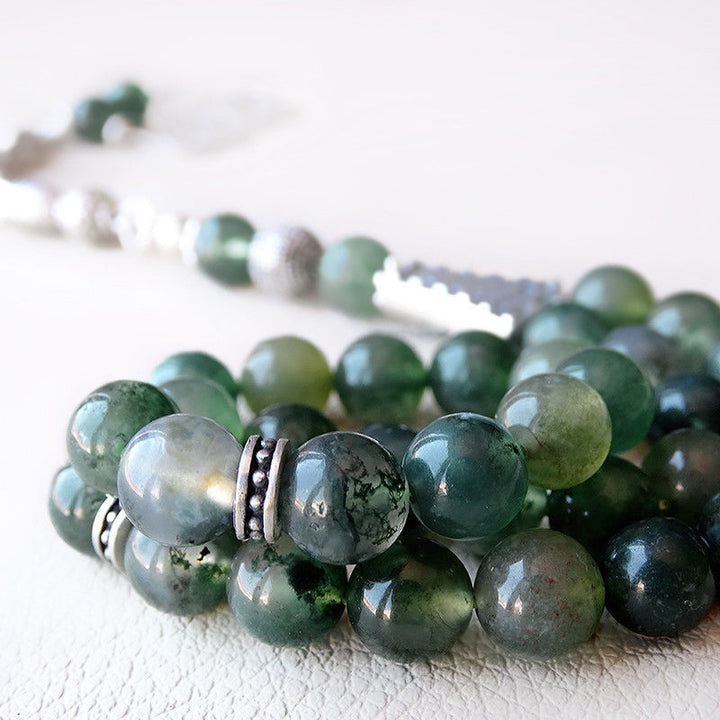 natural moss agate 33 prayer beads tasbih muslim gift