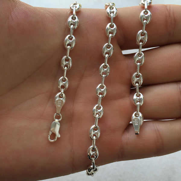 925 Sterling Silver 6mm Mens Hollow Puffed Mariner Chain Necklace 25GR 26 Inch