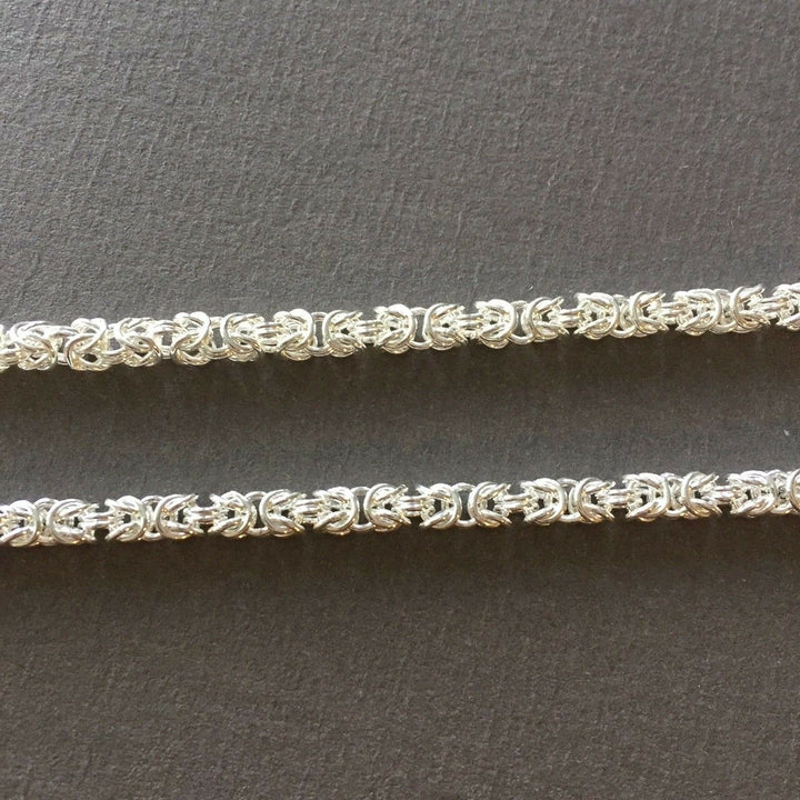 3.5mm 22GR 22 inch Byzantine Chunky Maille Chain Necklaces 925 Sterling Silver