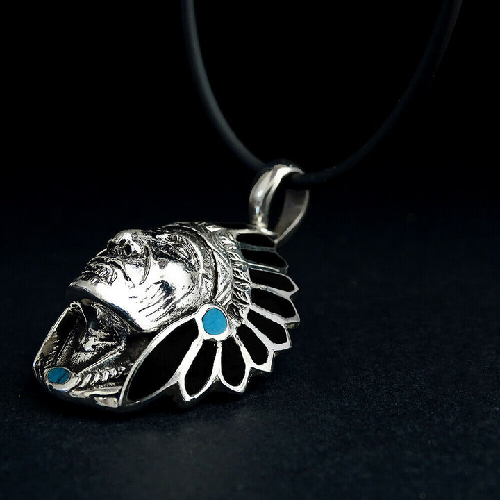 Native American Indian Style Chief Arrowhead Necklace for Man 925 Sterling Silver