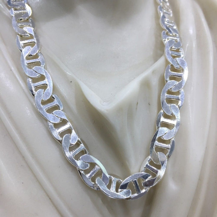 Mens Boy Mariner Anchor Chain Link Necklace 8mm 34GR 20Inch Solid 925 Sterling Silver 