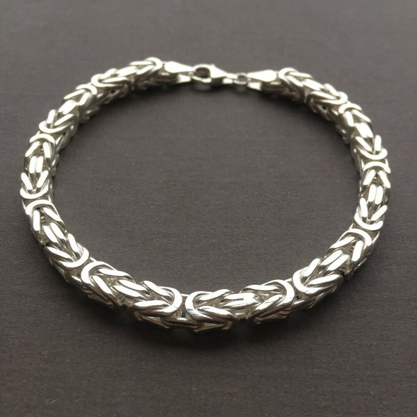 Mens Viking Byzantine Chain Bracelet 5.5mm 38 gr 9 inch 925 Sterling Silver