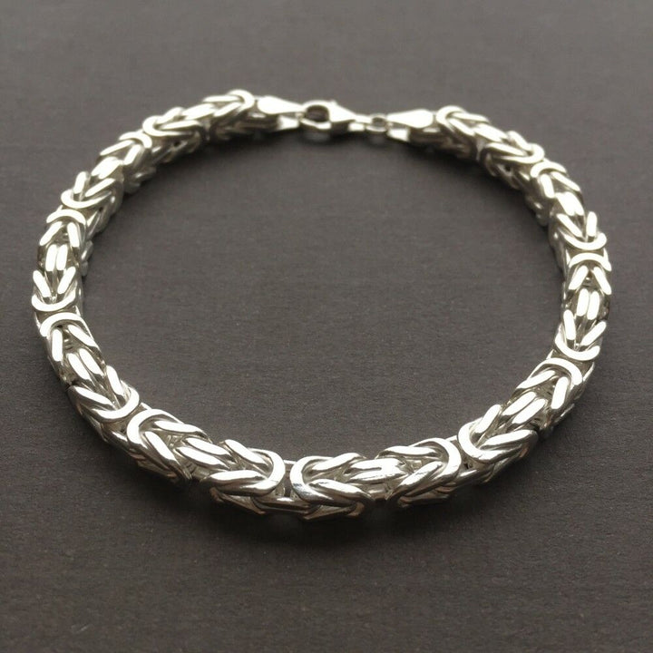 Mens Viking Byzantine Chain Bracelet 5.5mm 38 gr 9 inch 925 Sterling S ...