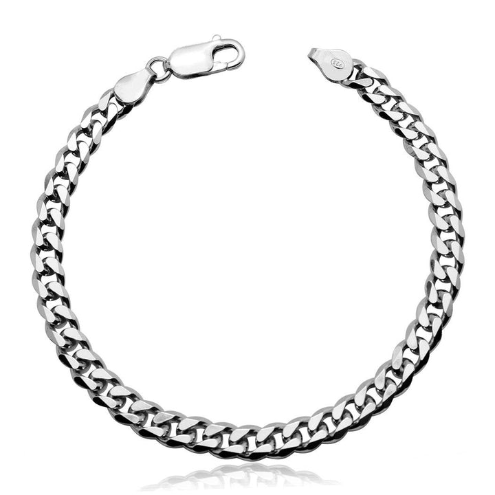 7mm Mens Real Solid 925 Sterling Silver Heavy Cuban Chain Link Bracelet 9 inch