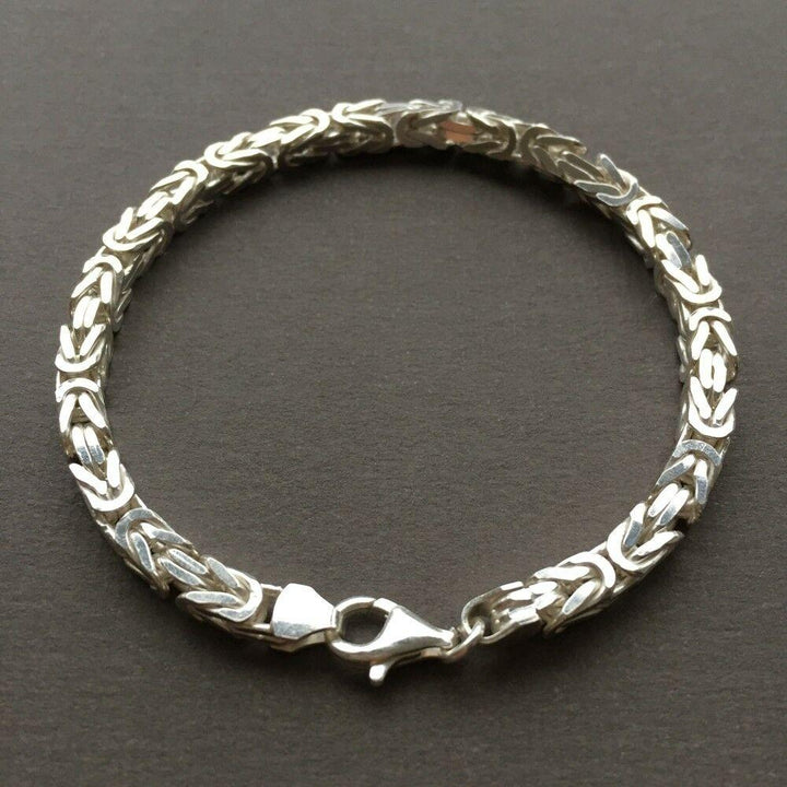 Mens Viking Byzantine Chain Bracelet 5.5mm 38 gr 9 inch 925 Sterling Silver