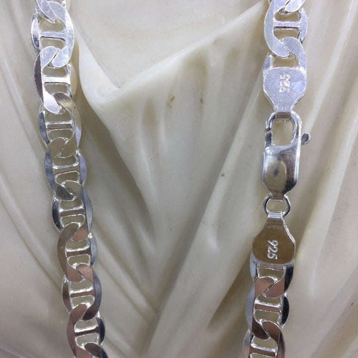 Mens Boy Mariner Anchor Chain Link Necklace 8mm 34GR 20Inch Solid 925 Sterling Silver 