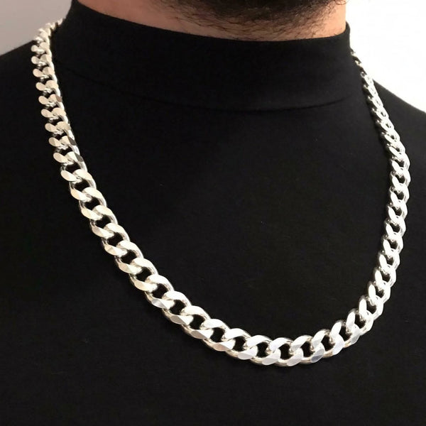 Mens Tight Curb Cuban Link Chain Necklace 925 Sterling Silver 26 Inch 11mm 142GR