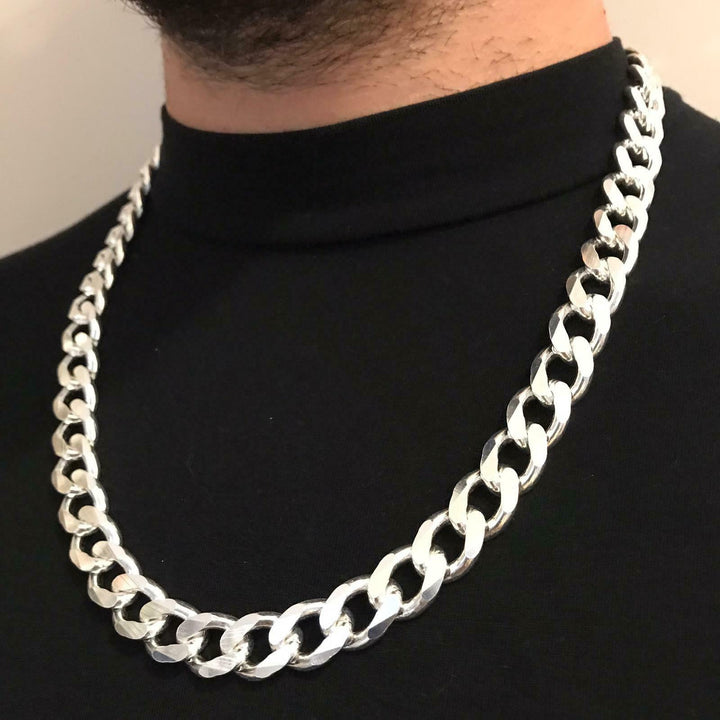 Mens Cuban Link Chain Necklace 14mm 179 GR 26 Inch Handmade 925 Sterling Silver