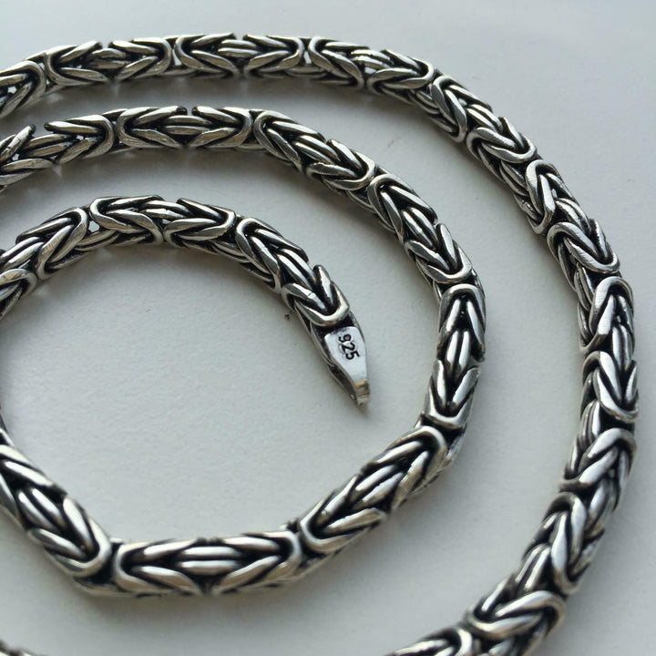 5mm Men Round Byzantine Necklace Chain 925 Sterling Silver 20 Inch 56GR