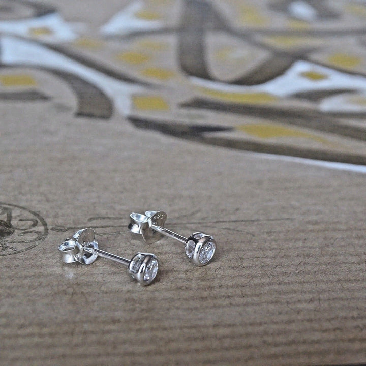 New 925k Sterling Silver Mens Small Stud Earrings with CZ 1 Pair or 1 pc