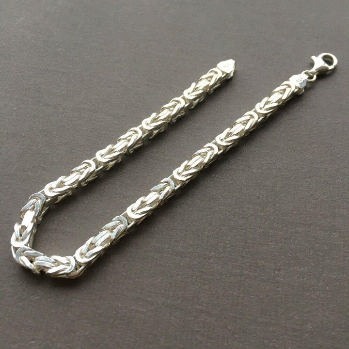 Mens Viking Byzantine Chain Bracelet 5.5mm 38 gr 9 inch 925 Sterling Silver