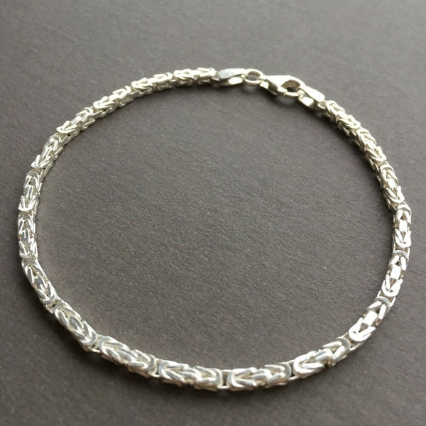 2.8mm Viking Byzantine Chain Bracelet 8 gr 8 Inch 925 Sterling Silver