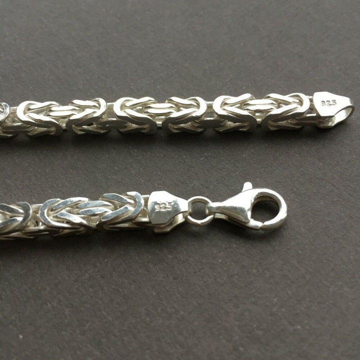 Mens Viking Byzantine Chain Bracelet 5.5mm 38 gr 9 inch 925 Sterling Silver