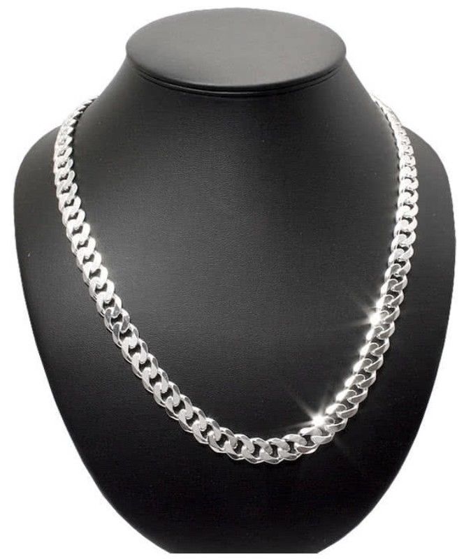 7mm Mens Curb Cuban Link Chain Necklace Pendant 925 Sterling Silver 56GR 28 Inch