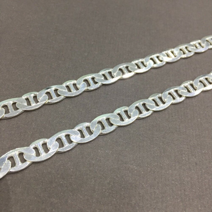 Mens Boy Mariner Anchor Chain Link Necklace 8mm 34GR 20Inch Solid 925 Sterling Silver 