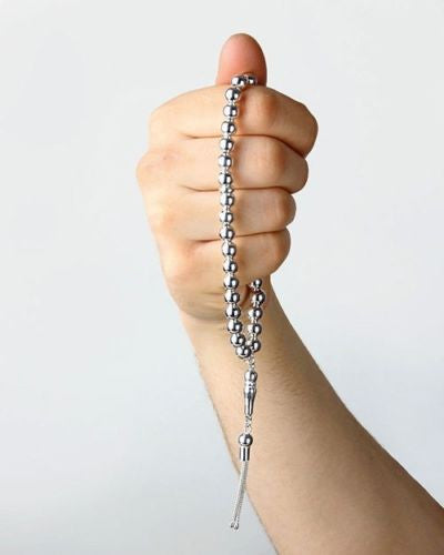 33 Prayer Worry Beads Sterling Silver Rosary Tesbih Islamic Misbaha مسبحة الصلاة - J  F  M