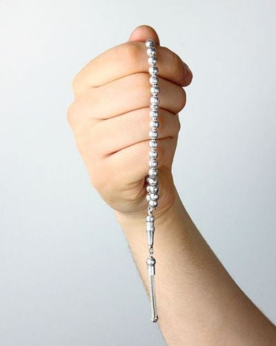 Sterling Silver Prayer Beads Rosary Tesbih Muslim Misbaha 	 مسبحة الصلاة - J  F  M