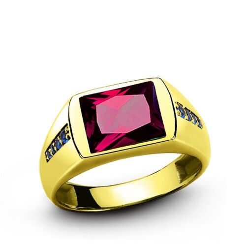 Men's Ruby Ring in REAL 14k Yellow Fine Solid Gold