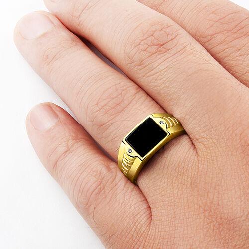 Black Onyx Gold Ring