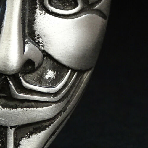Vendetta Anonymous Mask HEAVY 15 gr Solid 925 Silver Chunky Necklace Man Gift