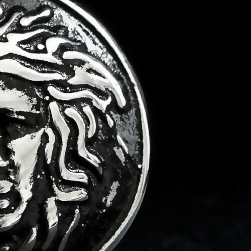 Mens Medusa Necklace 925 SILVER Snake Serpent Charm Medusa Gorgon Head Medallion