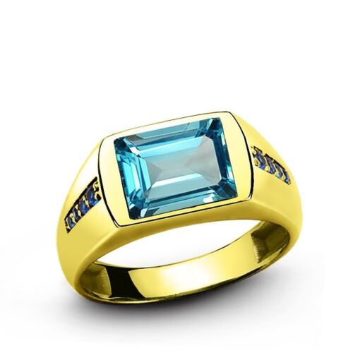 Men's  TOPAZ Ring in REAL 14k Yellow Fine Solid Gold