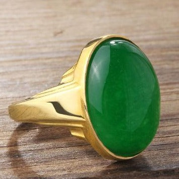Jade in SOLID 10K YELLOW GOLD Natural Gemstone Vintage Ring