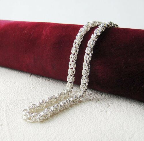 3.5mm 22GR 22 inch Byzantine Chunky Maille Chain Necklaces 925 Sterling Silver