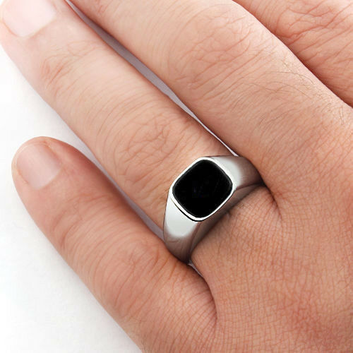 White Gold Black Onyx Ring