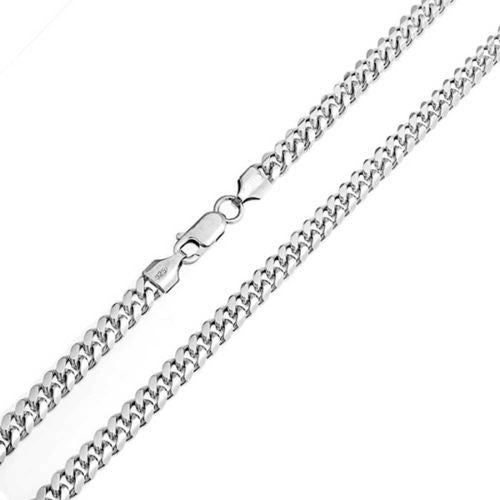 Sterling Silver Cuban Chain Necklace, Cuban Curb Link Silver Chain 18" to 24" - J  F  M